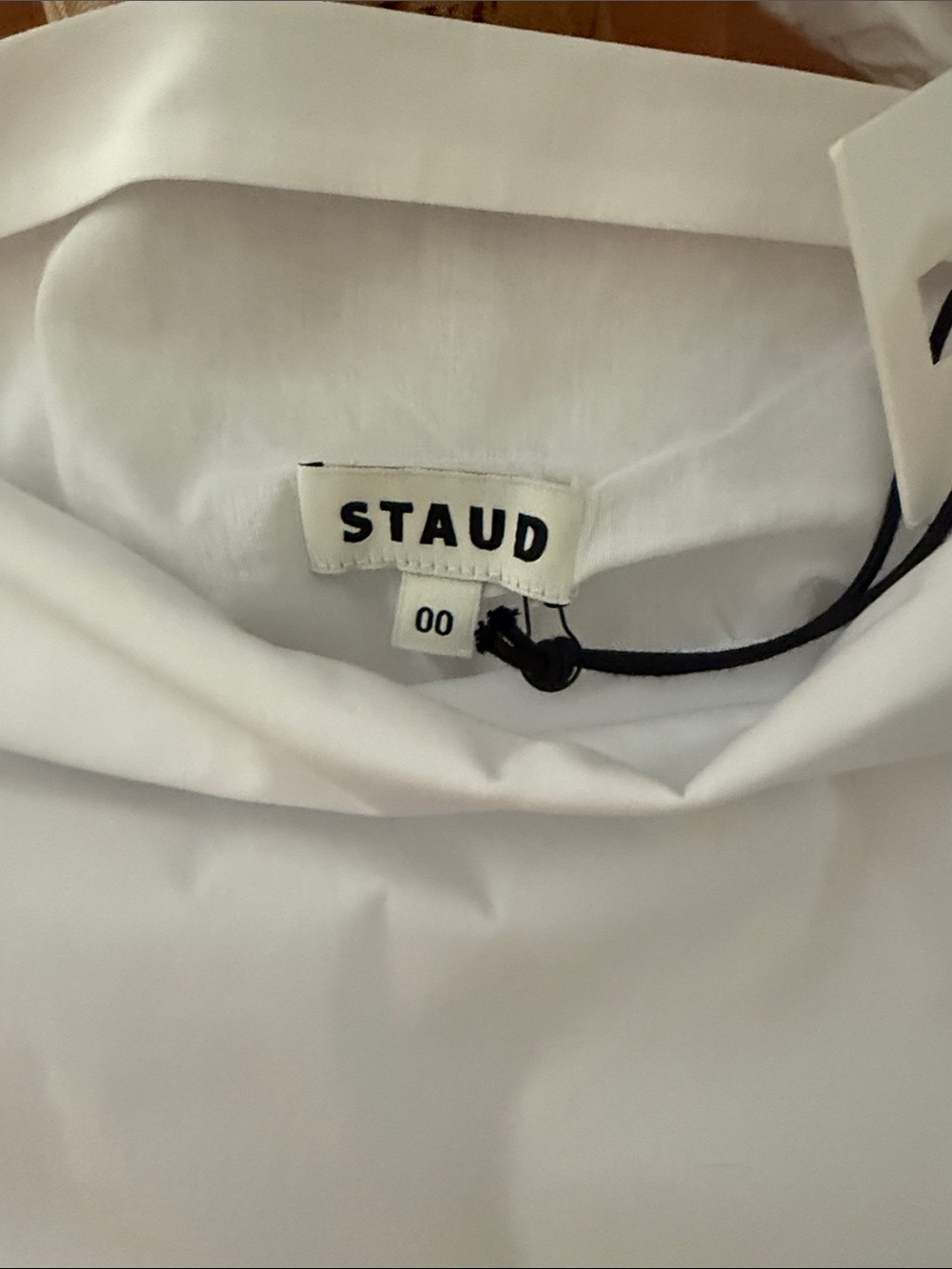 NWT STAUD Women’s Bellaria White Knotted Shoulder Cotton Top Sz 00 - Picture 6 of 10